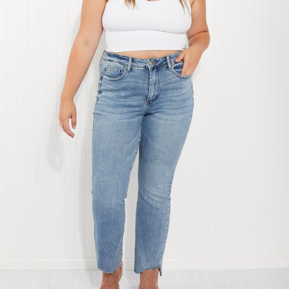 Judy Blue Mia Full Size Raw Hem Slim Bootcut Jeans - Picture 8 of 11